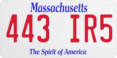 MA license plate 443IR5