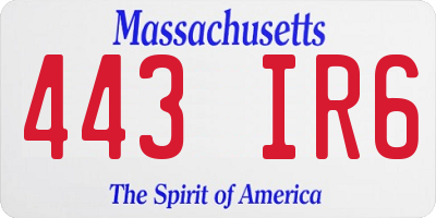 MA license plate 443IR6