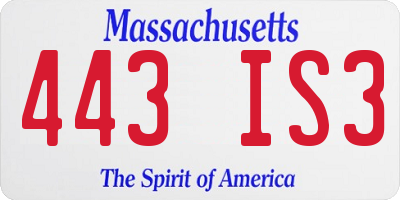 MA license plate 443IS3