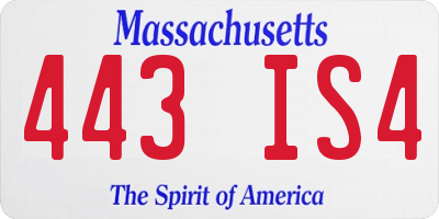 MA license plate 443IS4