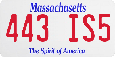 MA license plate 443IS5