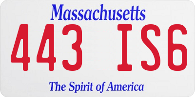 MA license plate 443IS6