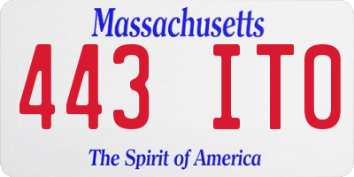 MA license plate 443IT0