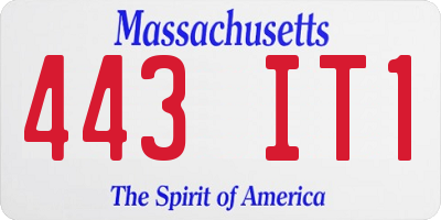MA license plate 443IT1