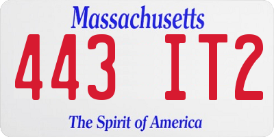 MA license plate 443IT2