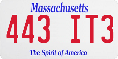 MA license plate 443IT3