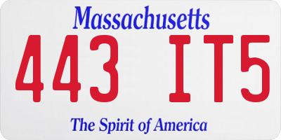 MA license plate 443IT5