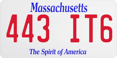 MA license plate 443IT6