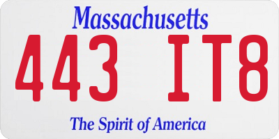 MA license plate 443IT8