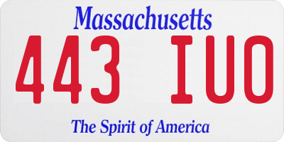 MA license plate 443IU0