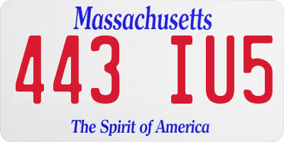 MA license plate 443IU5
