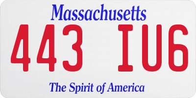MA license plate 443IU6