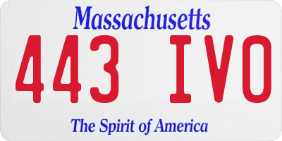 MA license plate 443IV0