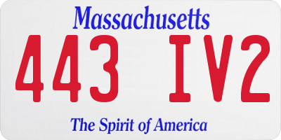 MA license plate 443IV2