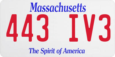 MA license plate 443IV3