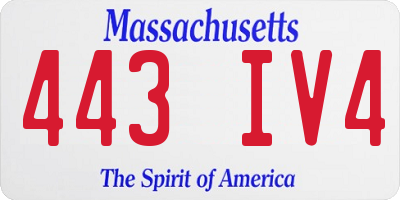 MA license plate 443IV4