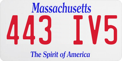 MA license plate 443IV5