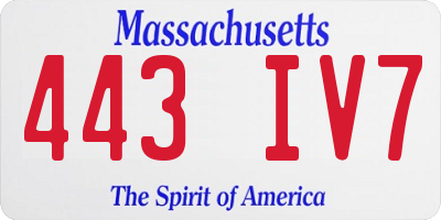 MA license plate 443IV7