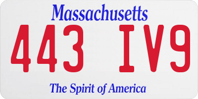 MA license plate 443IV9