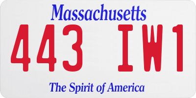 MA license plate 443IW1