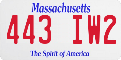 MA license plate 443IW2