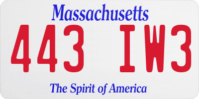 MA license plate 443IW3