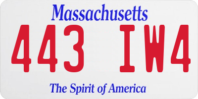 MA license plate 443IW4