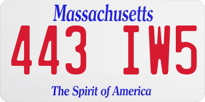 MA license plate 443IW5