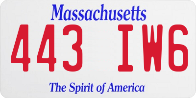 MA license plate 443IW6