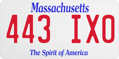 MA license plate 443IX0