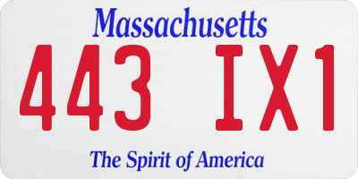MA license plate 443IX1