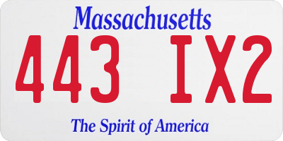 MA license plate 443IX2