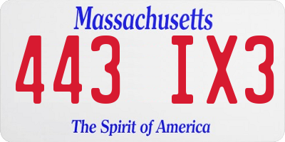 MA license plate 443IX3