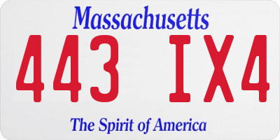 MA license plate 443IX4