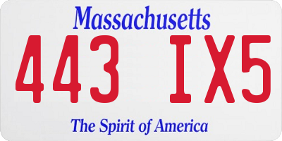 MA license plate 443IX5