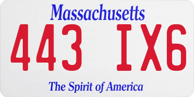 MA license plate 443IX6