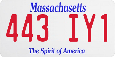 MA license plate 443IY1