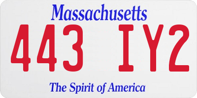 MA license plate 443IY2