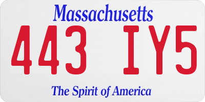 MA license plate 443IY5