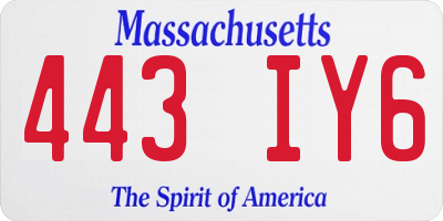 MA license plate 443IY6