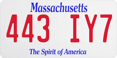 MA license plate 443IY7