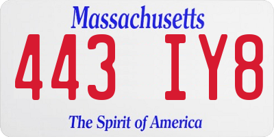MA license plate 443IY8