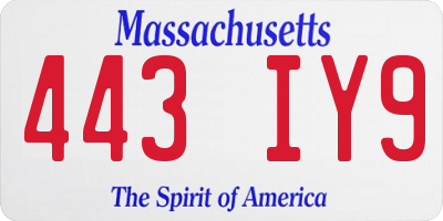 MA license plate 443IY9