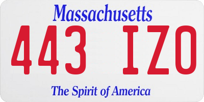 MA license plate 443IZ0