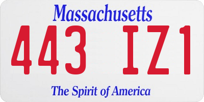 MA license plate 443IZ1