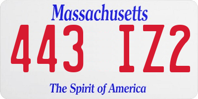 MA license plate 443IZ2