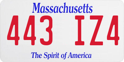 MA license plate 443IZ4