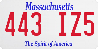 MA license plate 443IZ5