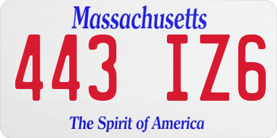 MA license plate 443IZ6