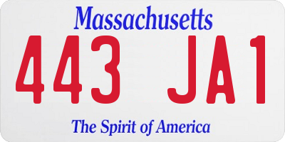 MA license plate 443JA1